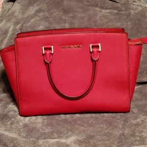Michael Kors Large Red Leather Sachel